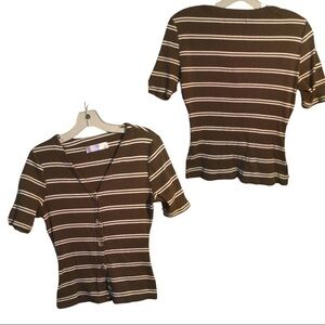 NO BOUNDARIES brown stripe top